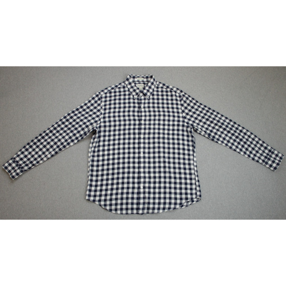 J Crew Shirt Mens Size Large Cotton Linen Gingham Slim Untucked Button-Down - Picture 2 of 7